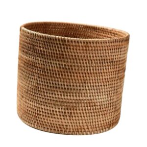 rattan basket garbage can woven laundry basket wicker waste bin collapsible laundry baskets small trash can pencil pot rubbish bin baby basket rattan vase roll stand autumn vines office desktop ( colo