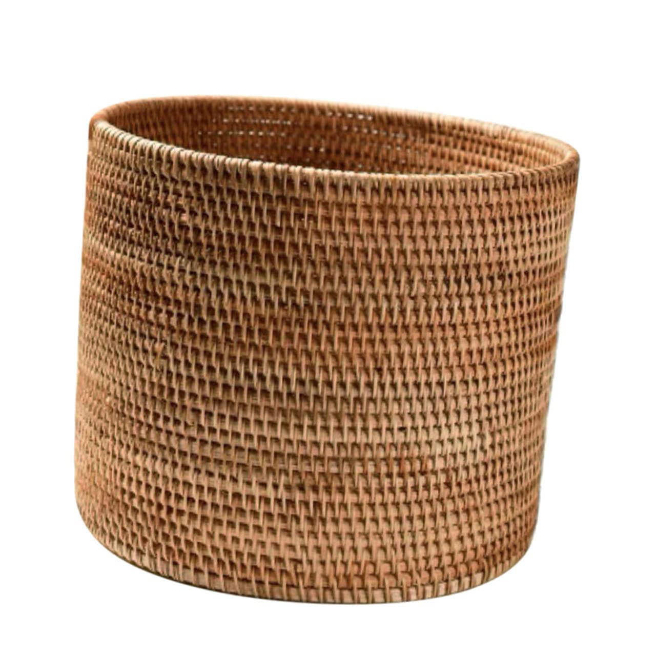 Rattan basket Garbage Can Woven Laundry Basket Wicker Waste Bin Collapsible Laundry Baskets Small Trash Can Pencil Pot Rubbish Bin Baby Basket Rattan Vase Roll Stand Autumn Vines Office Desktop ( Colo