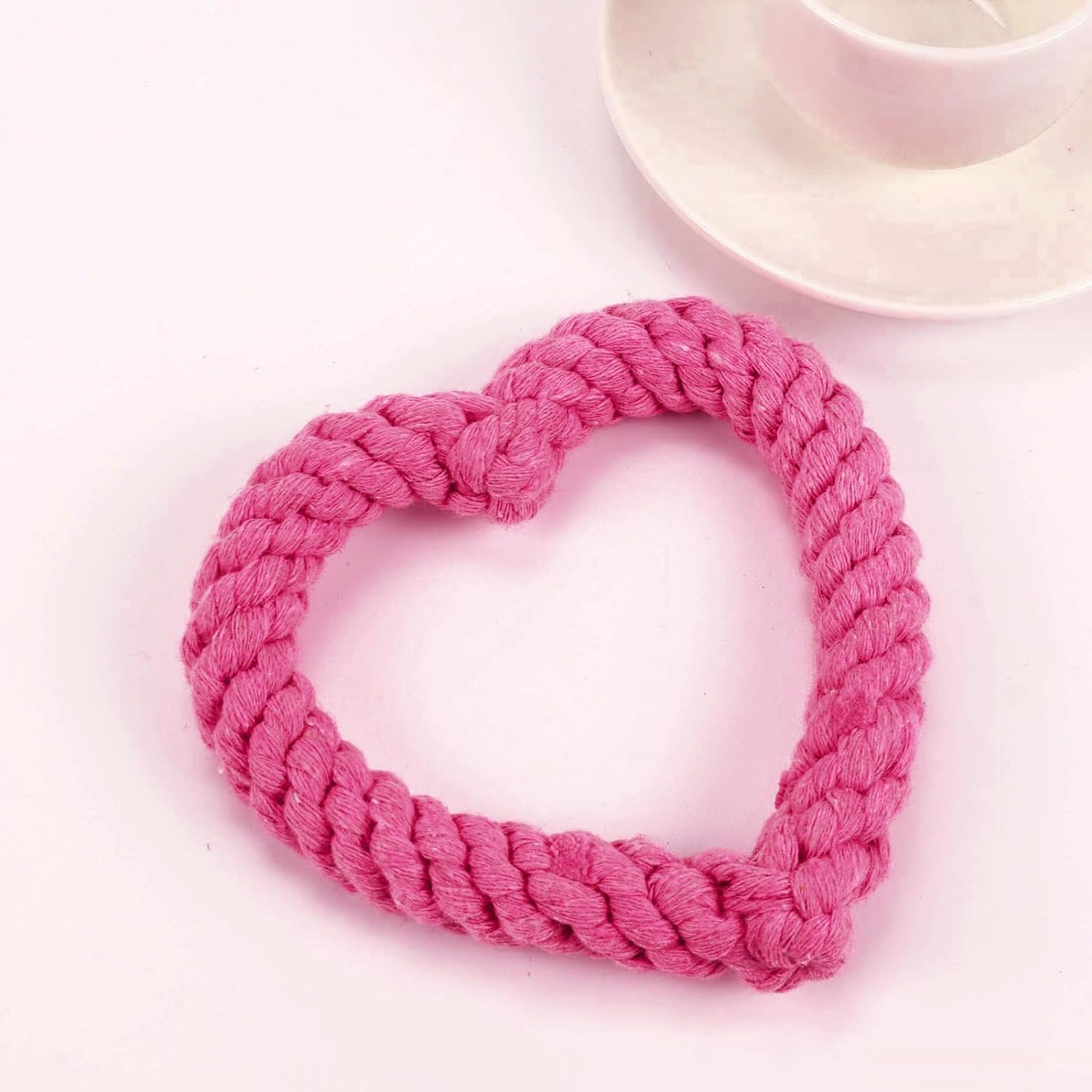 Pink Cute Dog/Cat Chew Toys, Dog Toys for Chewers, Heavy Duty Dental Dog Rope Toy for Dogs, Creative Love Heart Shaped Interactive Rope Dog Toys, Cotton Puppy Teething Chew Tug Toy Dark,Pink Dog Toys