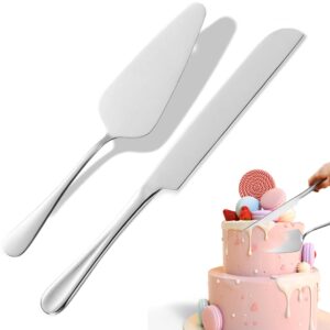 cake cutting set for wedding, elegant cake serving set for birthday parties and events, cake cutter and pie spatula with thickened stainless steel and rounded edges