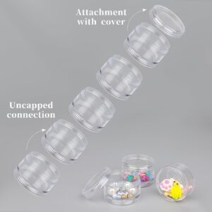 Hariendny 2 Sets Round Stackable Containers 5 Layer Clear Stackable Bead Storage Plastic Storage Jars Plastic Cosmetic Storage Box Art Craft Accessory Organizer Box for Jewelry Beads Buttons