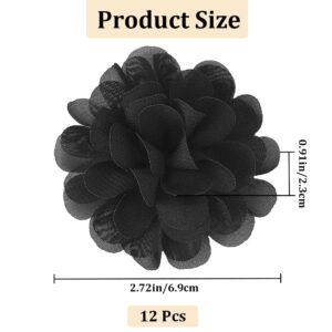 GORGECRAFT 12Pcs 3D Chiffon Flower Black Mesh Fabric Flowers Sewing Fabric Appliques Headband Embellishments Ornament Accessories Chiffon Lace Flower for DIY Craft Wedding Decor