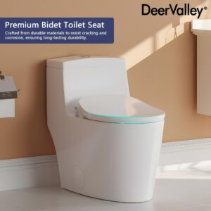 DeerValley Elongated Manual Bidet Toilet Seat with Self Cleaning Dual Nozzles, Rear & Feminine Cleaning, Non-Electric Bidets for Existing Toilets, White, No Wiring & Easy Installation