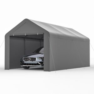 gojooasis carport 10x20 car ports heavy duty carports portable garage car canopy tent outdoor car shelter (grey)