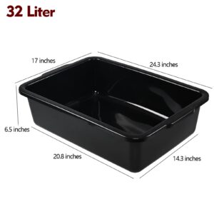 Loiycg 32 Liter Commercial Bus Tub, 4 Pack Large Plastic Bus Box, Black