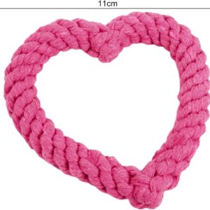 Pink Cute Dog/Cat Chew Toys, Dog Toys for Chewers, Heavy Duty Dental Dog Rope Toy for Dogs, Creative Love Heart Shaped Interactive Rope Dog Toys, Cotton Puppy Teething Chew Tug Toy Dark,Pink Dog Toys