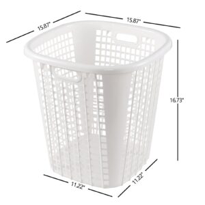 Fiazony 50 L Tall Plastic Laundry Storage Basket for Home, Set of 6 Large Plastic Laundry Hamper Basket with Cutout Handles, White