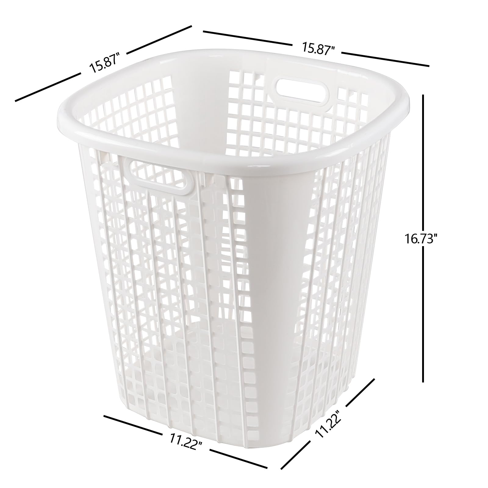 Fiazony 50 L Tall Plastic Laundry Storage Basket for Home, Set of 6 Large Plastic Laundry Hamper Basket with Cutout Handles, White