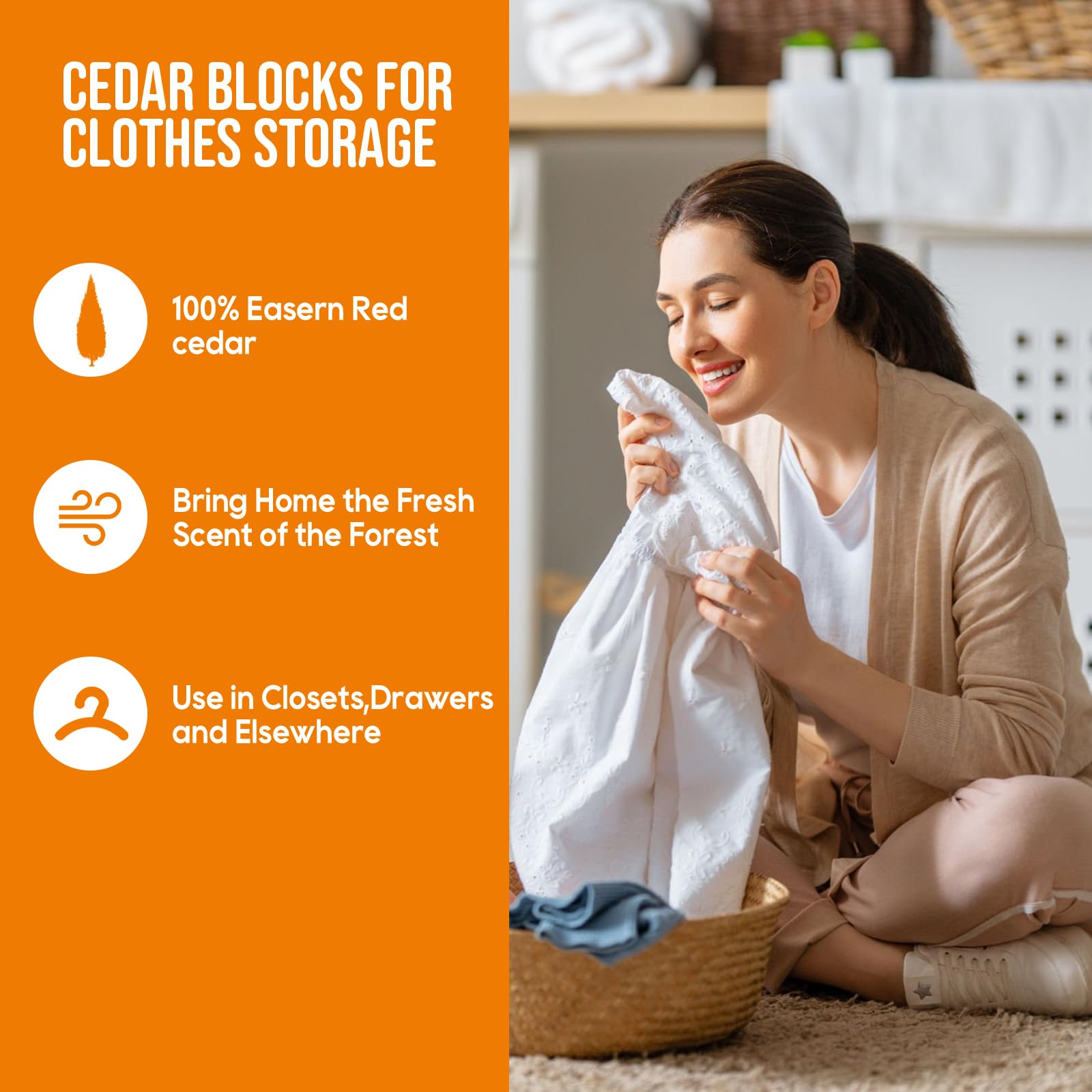 ACMETOP 24 Pack Cedar Blocks for Clothes Storage, 100% Natural Cedar Rings, Cedar Chips for Closets Storages, Cedar Balls Hangers for Wardrobes Closets and Drawers