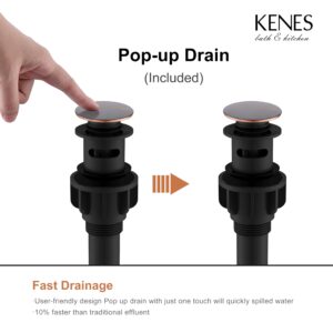 KENES Oil Rubbed Bronze Waterfall Bathroom Faucet, Two Handle Centerset Bathroom Sink Faucet, Vanity Faucet 3 Hole Bathroom Lavatory Faucet with Pop Up Drain & Supply Lines, KE-9053-8-P