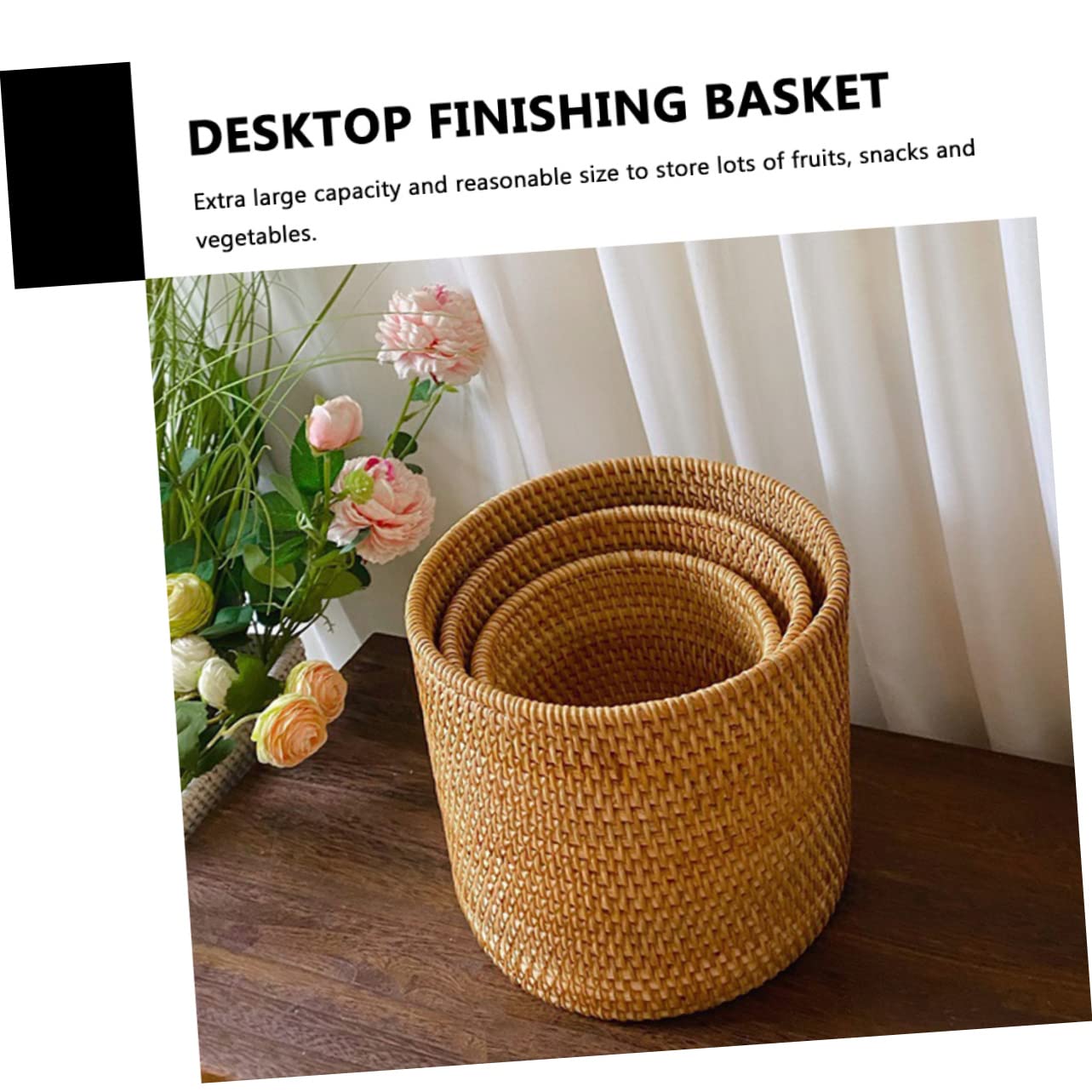 Rattan basket Garbage Can Woven Laundry Basket Wicker Waste Bin Collapsible Laundry Baskets Small Trash Can Pencil Pot Rubbish Bin Baby Basket Rattan Vase Roll Stand Autumn Vines Office Desktop ( Colo