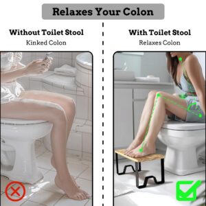 Toilet Stool Squat Adult Poop Stool for Bathroom 7" Potty Stool with Non-Slip Mat for Adults Children Bathroom Stool for Pooping Portable Pooping Stool Metal with Wood Squatting Toilet Stool(Black)