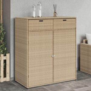 uluyyuc patio storage cabinet, garden box toy box kitchen cabinet job box suitable for kitchen adults apartments patio beige 41.3"x21.7"x44.5" poly rattan