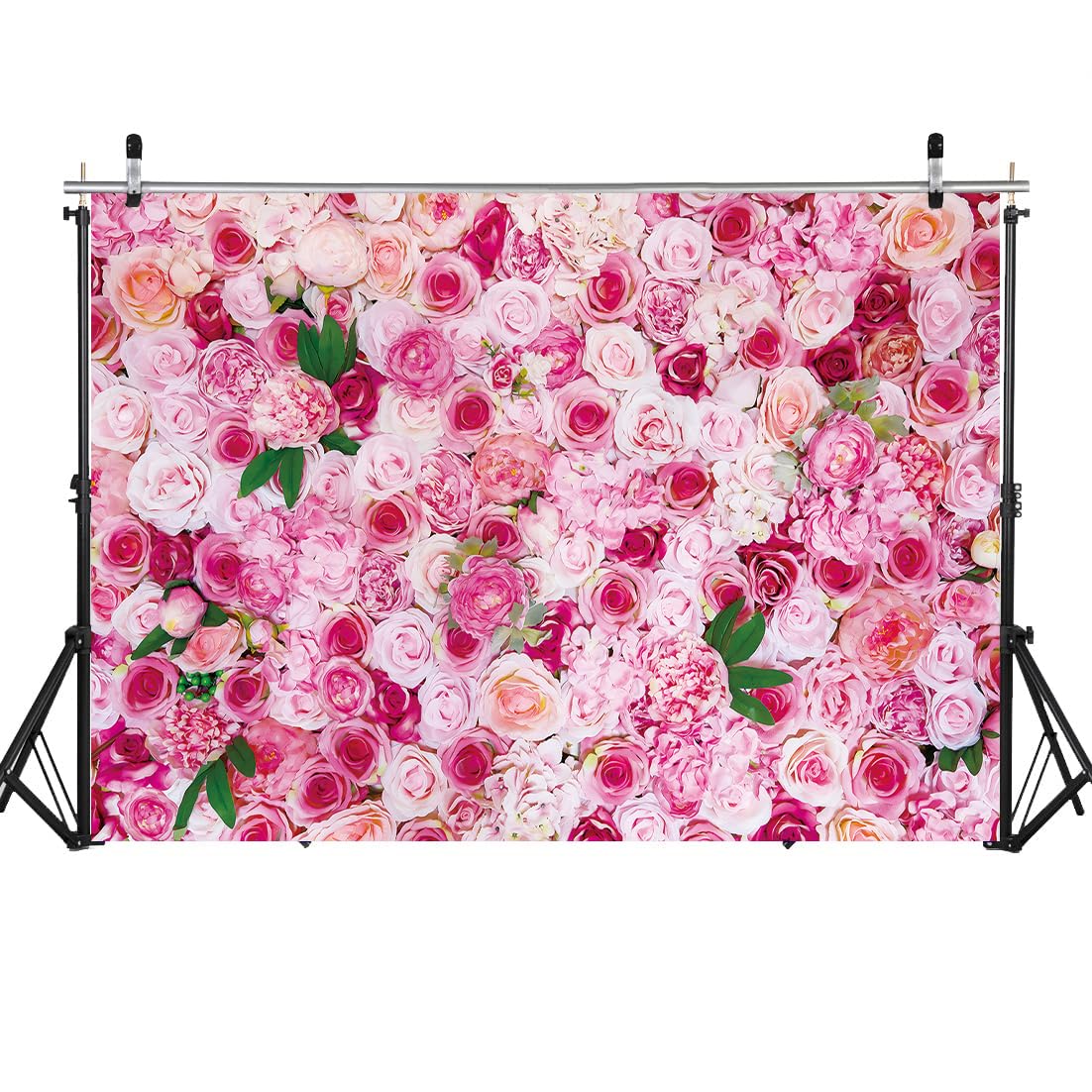 Pink Rose Floral Backdrop 7x5FT Flower Wall Photography Background for Girls Women Bridal Shower Wedding Baby Shower Birthday Party Decorations Supplies Photo Props