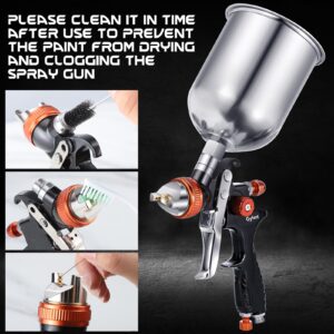 Gyfent Spray Paint Gun Set, HVLP Auto Paint Gun Air Paint Spray Gun with 3 Spray Gun & 1/1.3/1.7/2.5mm Nozzles & 4 Kettles & Pressure Gauge for Car Automotive Furniture DIY House Painting