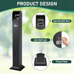 RDUIGT Outdoor Trash Receptacle Commercial Ash Disposal Black Trash Can Garbage Bin for Home Office Porch Hotel Garage Shopping Center