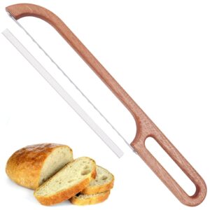 yapullya bow bread knife for homemade bread, 15.8" wooden sourdough bread knife slicer, bread saw cutter serrated easy to cutting kitchen gift