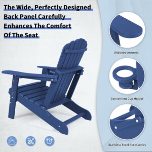 Mguio Folding Adirondack Chair, Fire Pit Chairs, Plastic Adirondack Chairs Weather Resistant with Cup Holder, Composite Adirondack Chairs, HDPE Adirondack Chair Outdoor