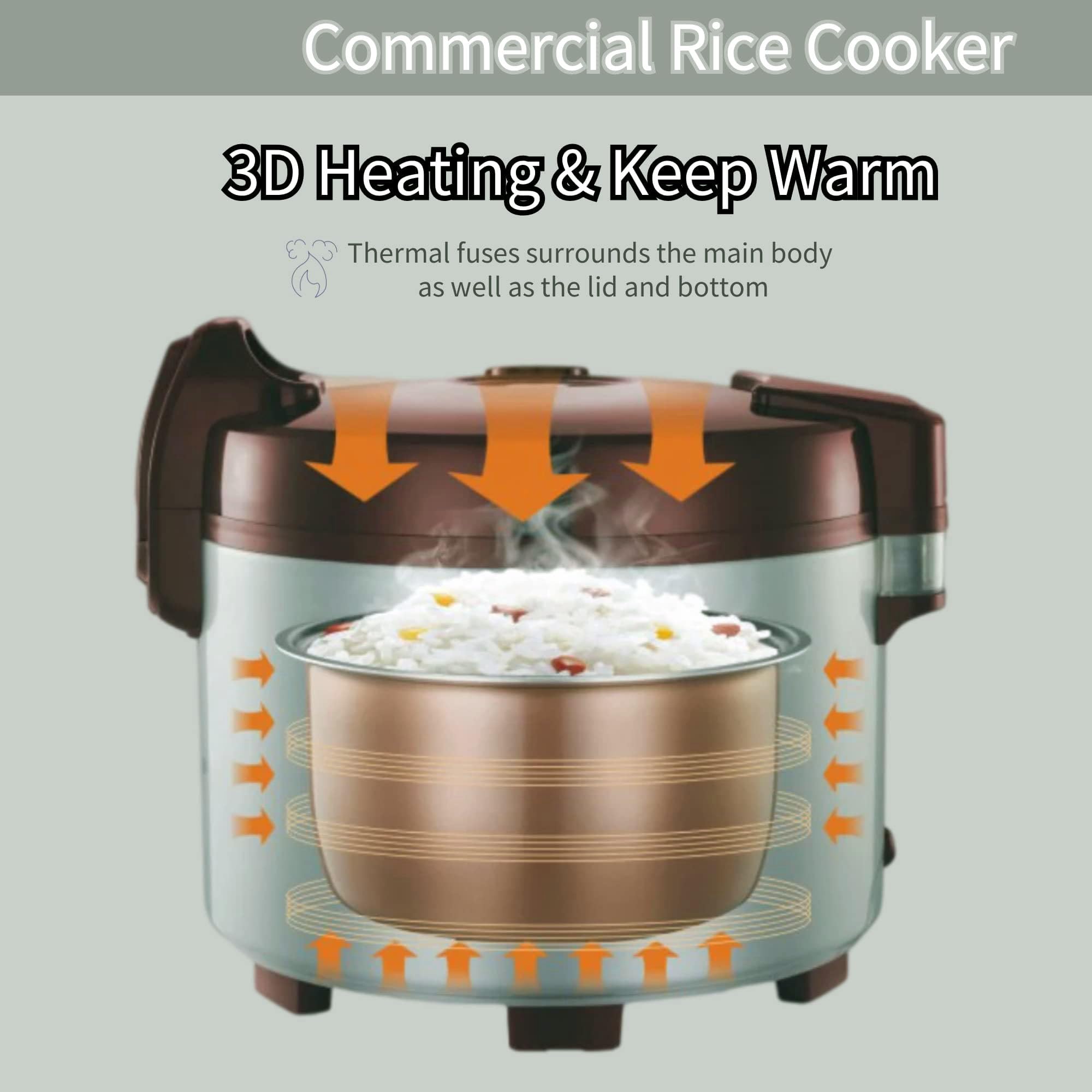 15.8QT Large Commercial rice cooker 90 cups cooked / 50 cups uncooked rice Commercial Electiric Rice Warmer for 45-50 people, with One-Touch Operation