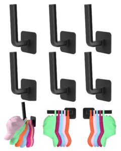 haikopoon extra strong adhesive hat rack(6pcs)-space-saving baseball hat rack-two mounting options hat hooks for wall- multi-purpose hat organizer-hat hook for walls,closets,black