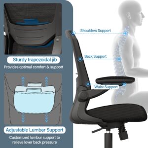 Monomi Ergonomic Office Chair, Home Office Task Chair-Breathable Mesh, Lumbar Support,Flip-up Armrests,Tilt Function and Adjustable Height Back, Swivel Computer Home Office Desk Chair