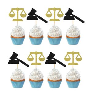 shuanq balance & gavel cupcake toppers - congrats law grad party sign - lawyer grduation party decorations cupcake picks