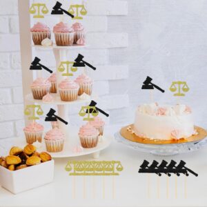 ShuanQ Balance & Gavel Cupcake Toppers - Congrats Law Grad Party Sign - Lawyer Grduation Party Decorations Cupcake Picks