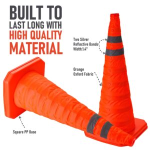 CARTMAN 4 Pack 28 Inch Collapsible Traffic Cones, Multi Purpose Pop up Reflective Safety Cones