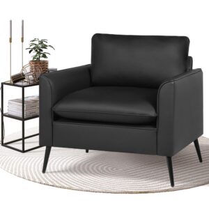 tyboatle accent chair, black leather accent chair, comfy living room chair, cozy reading sitting chair, mid century modern accent chairs, arm reception chairs, lobby chair,office furniture