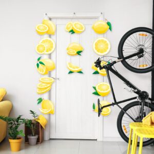 Teenyyou 3 Pcs Lemon Party Decorations Lemon Party Hanging Banner Door Decoration Lemonade Sign Large Lemon Cutout Citrus Decor for Birthday Party Lemon Summer Bridal Shower Supplies