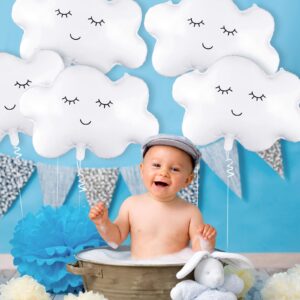 6 Pieces Cloud Balloons,White Cloud Foil Balloons,Cloud Balloons Baby Shower,Cute Cloud Shaped Balloons for Boys Girls Baby Shower Themed Party Birthday Party Wedding Decorations Supplies (Facecloud)