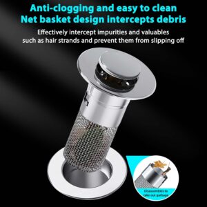 2Pcs Bathroom Sink Stopper Hair Catcher,Pop Up Sink Drain Filter with Removable Stainless Steel Filter Basket Hair Catcher, for US 1.1''-1.29'' Drain, Bathroom Sink Stopper Replacement