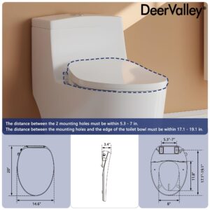 DeerValley Elongated Manual Bidet Toilet Seat with Self Cleaning Dual Nozzles, Rear & Feminine Cleaning, Non-Electric Bidets for Existing Toilets, White, No Wiring & Easy Installation