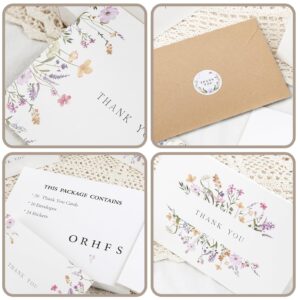 Generic Floral Thank You Cards With Envelopes (bulk 20-4x6) -Wildflower Thank You Notes With Envelopes -Perfect for Birthday, Wedding, Bridal Shower And Baby Shower, white