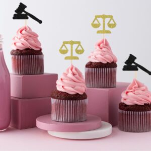 ShuanQ Balance & Gavel Cupcake Toppers - Congrats Law Grad Party Sign - Lawyer Grduation Party Decorations Cupcake Picks