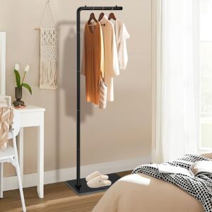 YheenLf Coat Rack Freestanding with Rock Slab Base Coat Stand, Metal Clothes Hanger Stand, Suitable for Clothing Hat Bags, Living Room, Bedroom, Office, 70.08 Inches High, Black, HCT201B