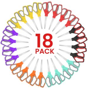 8" multipurpose scissors bulk 18-pack, right/left handed comfort-grip handles ultra sharp blade shears sturdy sharp scissors for office home school sewing fabric craft supplies…