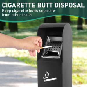 RDUIGT Outdoor Trash Receptacle Commercial Ash Disposal Black Trash Can Garbage Bin for Home Office Porch Hotel Garage Shopping Center