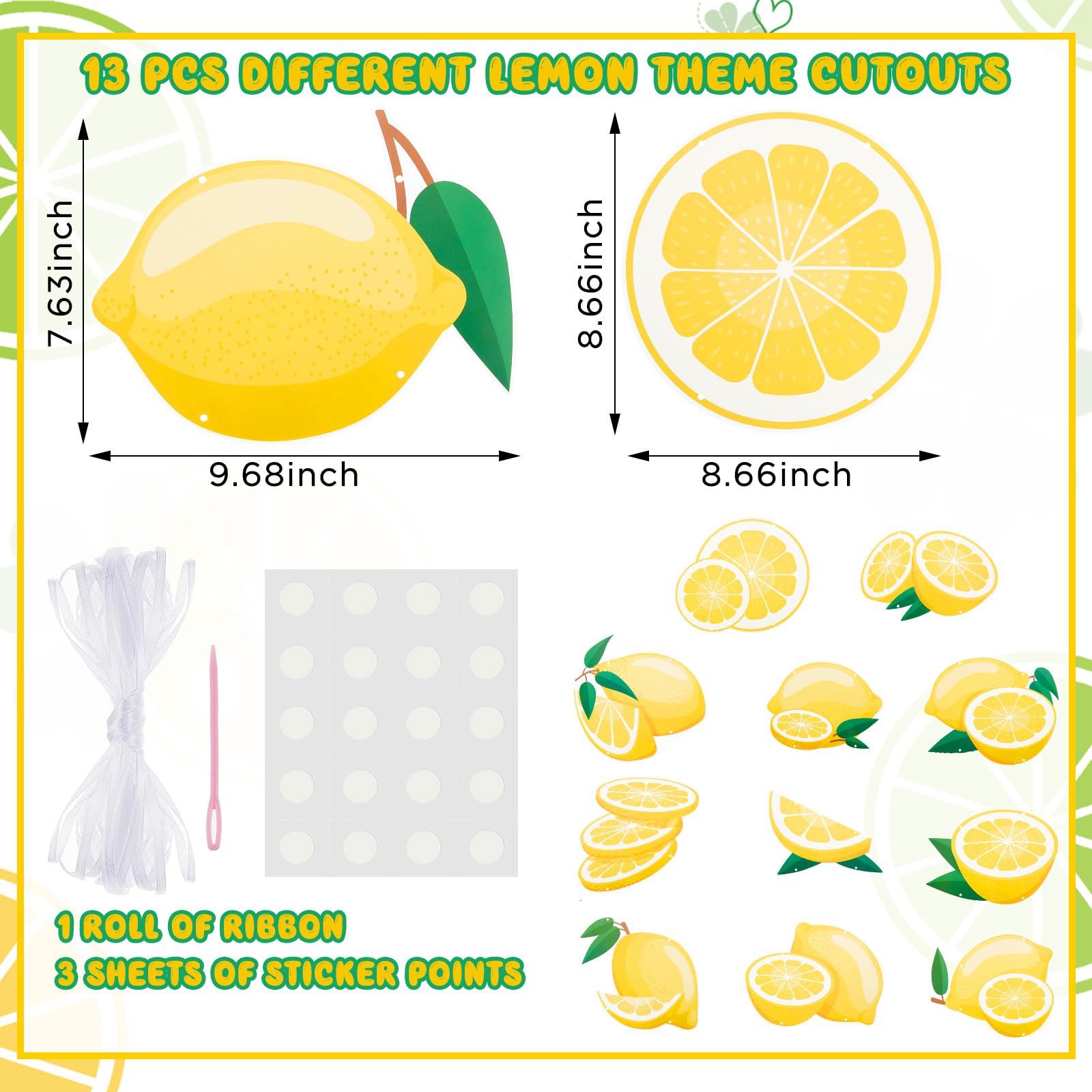 Teenyyou 3 Pcs Lemon Party Decorations Lemon Party Hanging Banner Door Decoration Lemonade Sign Large Lemon Cutout Citrus Decor for Birthday Party Lemon Summer Bridal Shower Supplies