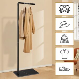 YheenLf Coat Rack Freestanding with Rock Slab Base Coat Stand, Metal Clothes Hanger Stand, Suitable for Clothing Hat Bags, Living Room, Bedroom, Office, 70.08 Inches High, Black, HCT201B