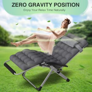 Suteck Oversized Zero Gravity Chair,33In XXL Lounge Chair w/Removable Cushion&Headrest, Reclining Camping Chair w/Upgraded Lock and Footrest, Reclining Patio Chairs Recliner for Indoor Outdoor,500LBS