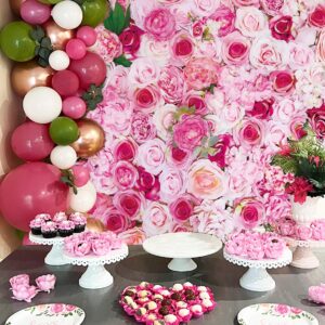 Pink Rose Floral Backdrop 7x5FT Flower Wall Photography Background for Girls Women Bridal Shower Wedding Baby Shower Birthday Party Decorations Supplies Photo Props