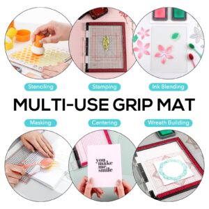 Briartw 6.5x8.5 Grip Mat with Printed Guides,Multi-Use Non-Slip Sticky Mats Fit in original-size Stamp Positioning Tool,Photopolymer Mat for Centering & Aligning Tape-free Stenciling Ink Blending