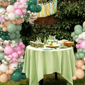 128Pcs Sage Green and Pink Balloon Arch Kit, Dusty Olive Green Blush Peach Beige Cream White Gold Latex Balloon Garland Kit for Girl Jungle Safari Baby Shower Woodland Birthday Party Decorations