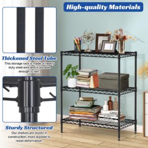 WYGMAV 3 Tier Shelf Metal Wire Shelving Unit Adjustable Storage Shelves Storage Rack Heavy Duty Steel Standing Shelf Units for Restaurant, Garage, Kitchen Metal Shelves with Feet Leveler, Black