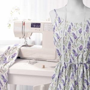 Soimoi Lavender Blue Flower Print - White, Premium Cotton Cambric Fabric - Medium Weight Material for Quilting, Kurtis, Blouse, Kids Clothing, Tunic, Curtains - 42" Inch Wide, 1 Yard