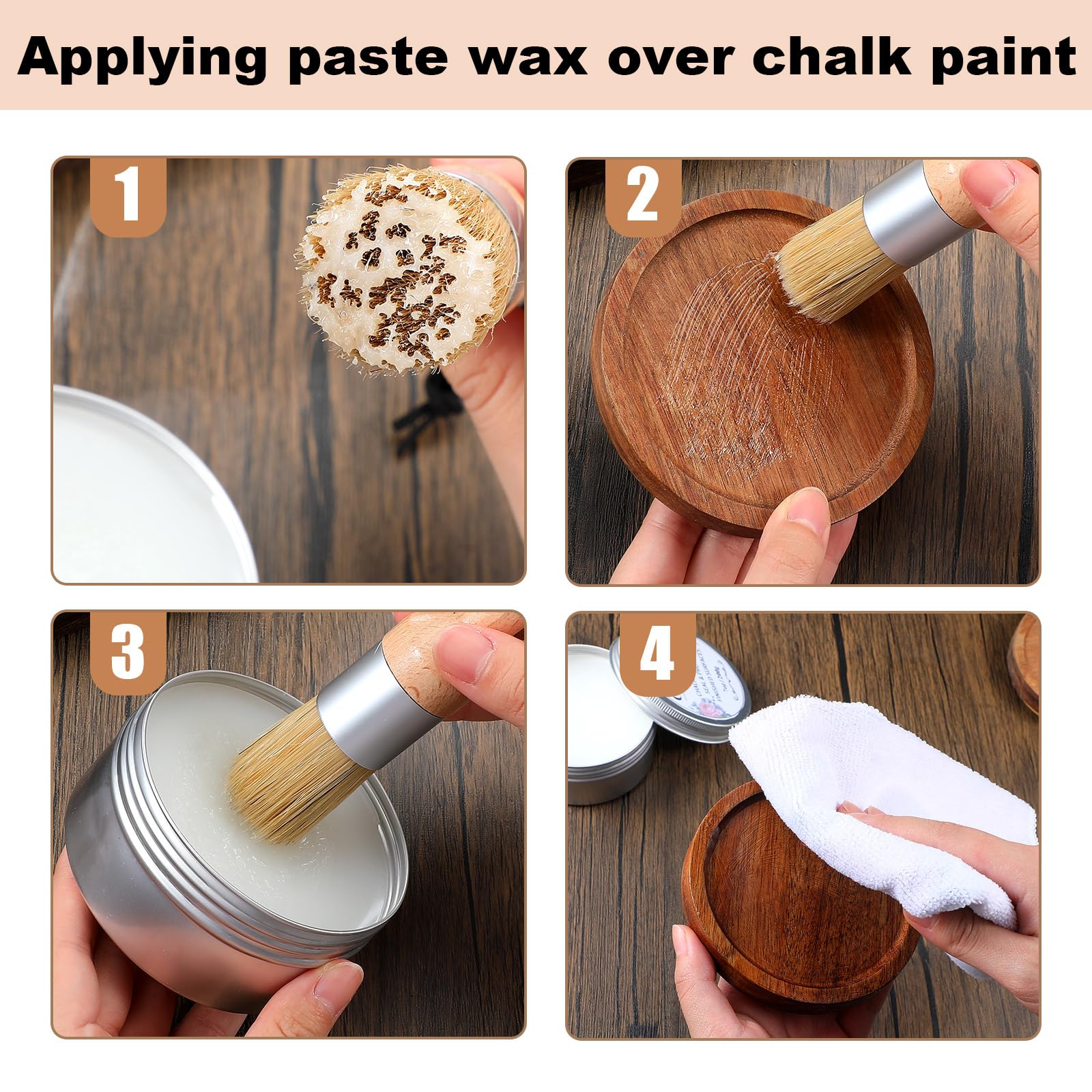 Threlaco Clear Finishing Wax Interior Furniture Finishing Wax with 2 Brush Set 7 oz Sealing Wood Wax for Furniture Protective Topcoat Paint for Painting Waxing Cabinet Decoration Wall Home Accessories