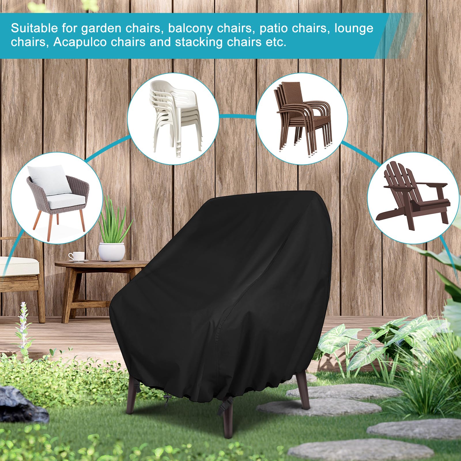 GARPROVM Garden Chair Covers Winterproof Outdoor Chair Covers 2 Pack, Outdoor Swivel Chair Covers Waterproof, Patio Chair Covers 420D Oxford Fabric Dustproof Patio Furniture Covers, 35"Lx38"Wx29"H