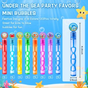 32Pcs Bubbles Under the Sea Party Favors, Summer Mini Bubble Wands Bulk Goodie Bags Stuffers Beach Pool Party Favors for Kids 4 5 8 Ocean Birthday Decorations Supplies End of Year Student Stuff Prizes