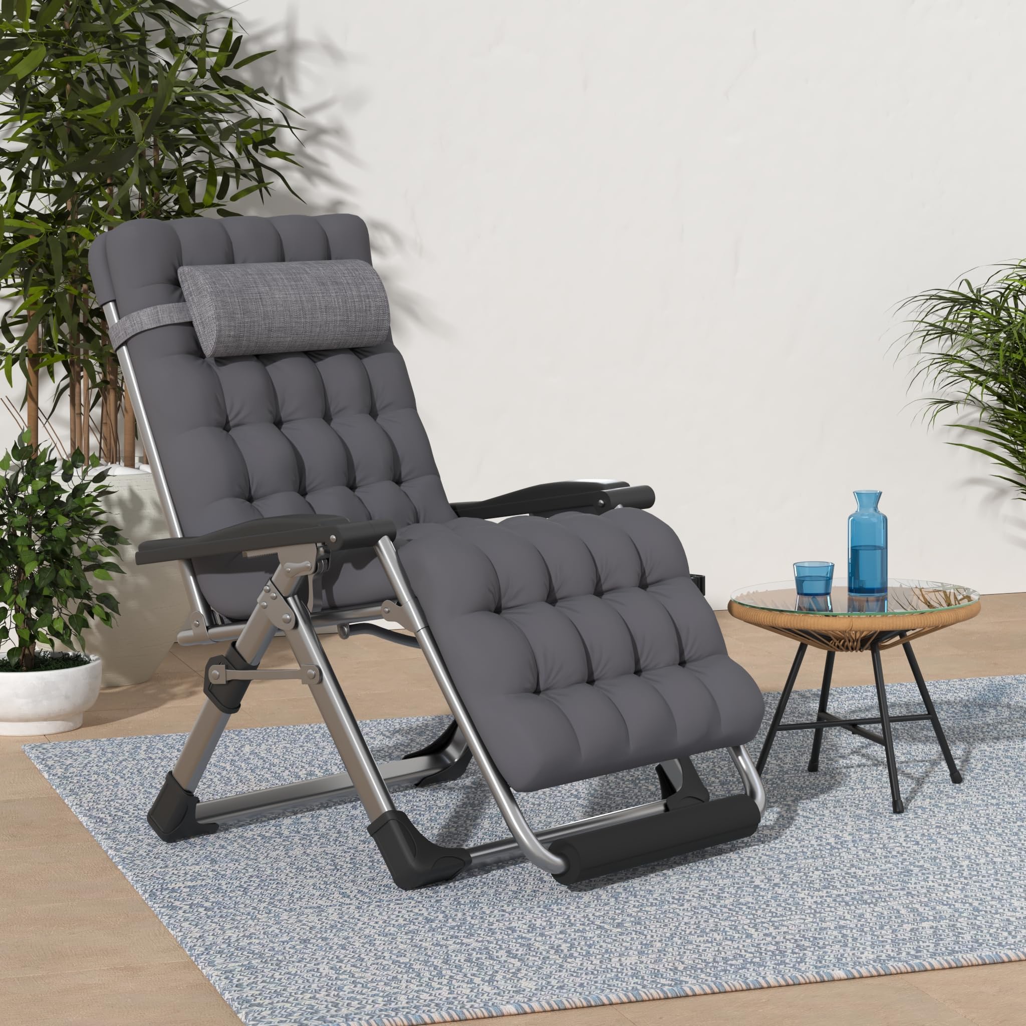 Suteck Oversized Zero Gravity Chair,33In XXL Lounge Chair w/Removable Cushion&Headrest, Reclining Camping Chair w/Upgraded Lock and Footrest, Reclining Patio Chairs Recliner for Indoor Outdoor,500LBS